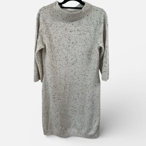 Studio One New York Knit Sweater Dress Women’s Medium Cream Speckled 3/4 Sleeve